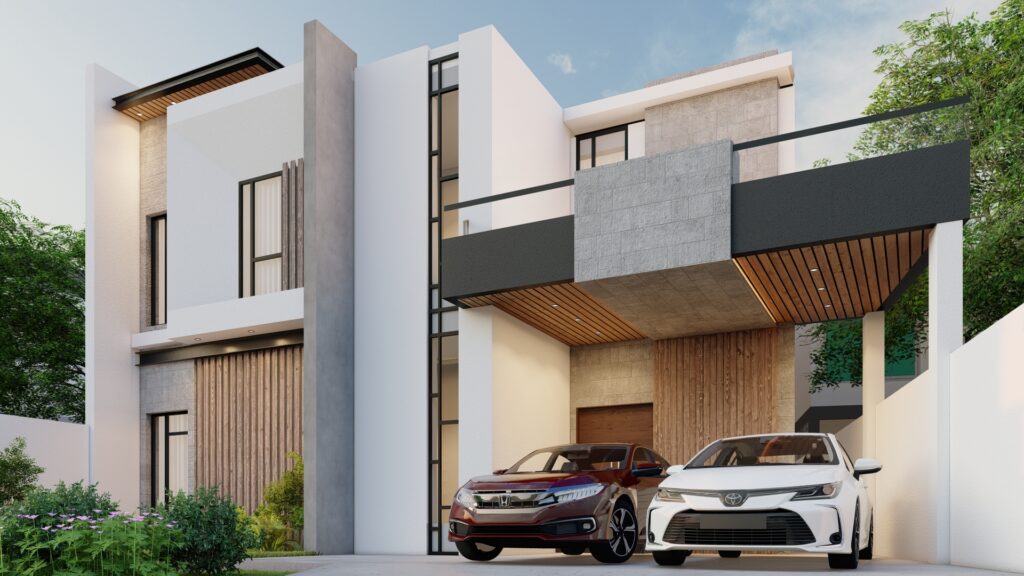House front Architecture Design for Miss. Auun (from Left) | B-Studios – Best Architects in Lahore